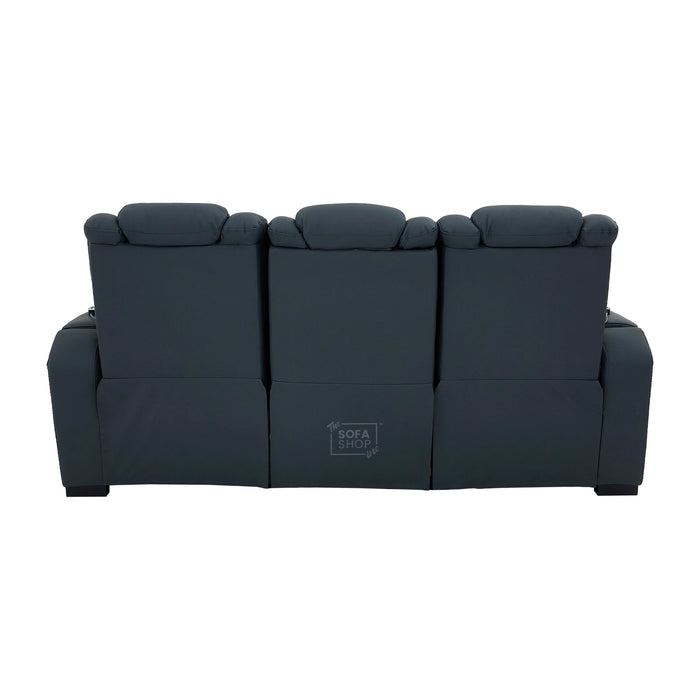 3 Seater Smart Tech Electric Recliner Cinema Sofa | Blue Real Leather | Napoli