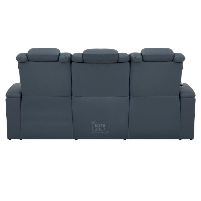 3 Seater Smart Tech Electric Recliner Cinema Sofa | Blue Real Leather | Capri