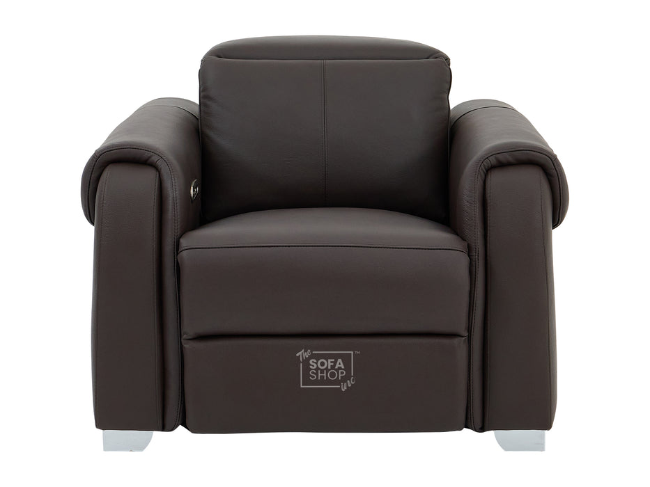 1 Seater Electric Recliner Chair | Brown Real Leather | Turin