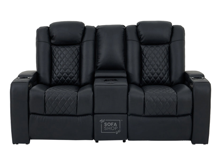 2 Seater Smart Tech Electric Recliner Cinema Sofa | Luxury Theatre Seating | Black Real Leather| Milano