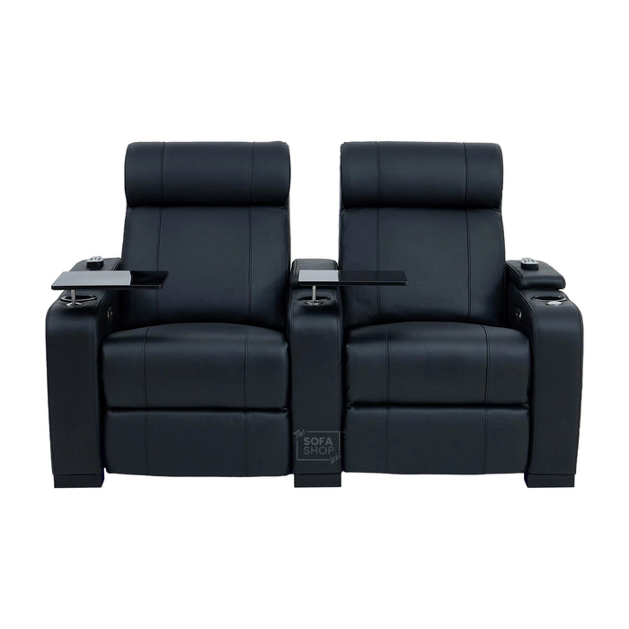 2 Seater Smart Tech Electric Recliner Cinema Sofa | Luxury Theatre Seating | Black Real Leather | Rimini