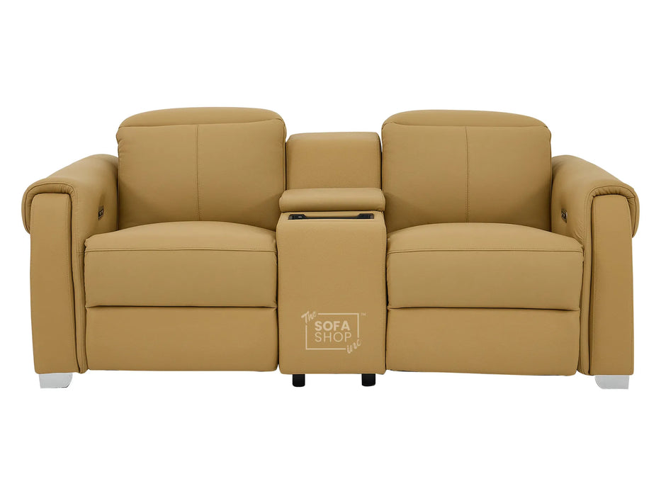 2 Seater Electric Recliner Sofa | Tan Real Leather | Turin