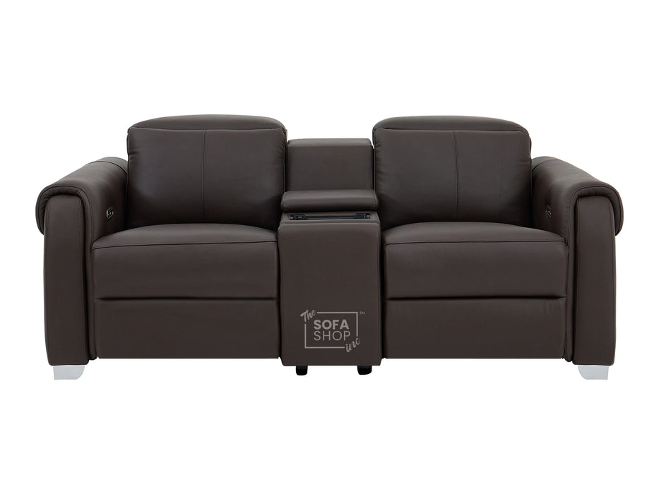 2 Seater Electric Recliner Sofa | Brown Real Leather | Turin