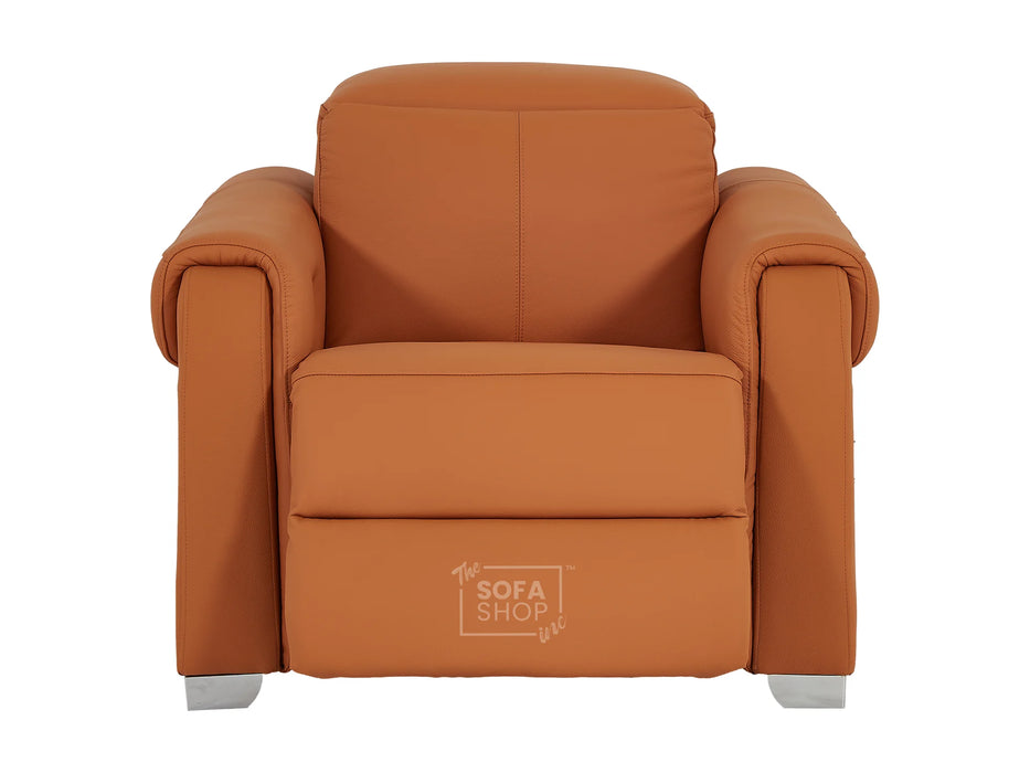 1 Seater Electric Recliner Chair | Orange Real Leather | Turin