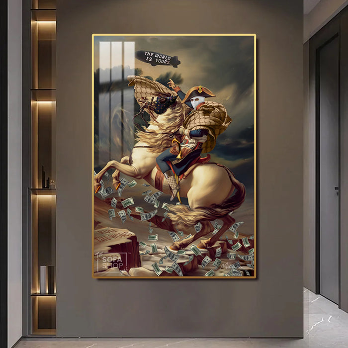 'The World Is Yours' Horse & Rider LED Canvas | 100x150cm | Gold or Black Frame