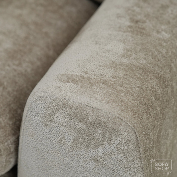 2 Seater Beige Static Sofa With Removable Cushions | Dent On LHF Arm | Genova | SHS 29 | The Sofa Shop