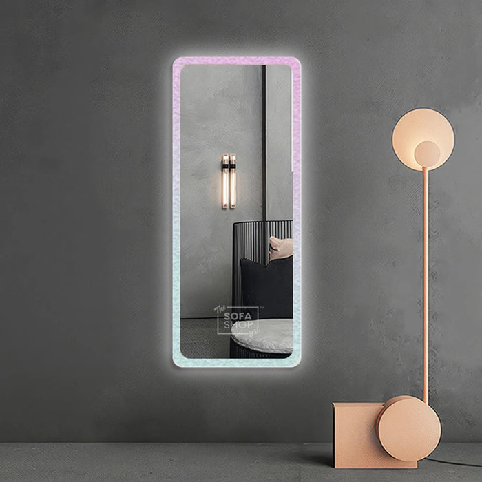 Rectangular Free Standing Mirror with LED Lights and Acrylic Frame | 60x165cm