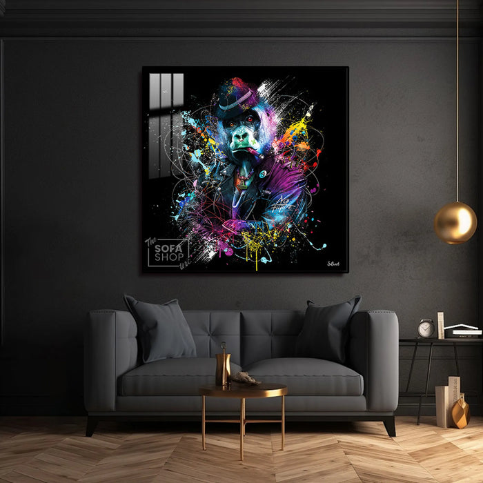 Gorilla LED Canvas | Colour Splash | 100x100cm | Gold or Black Frame