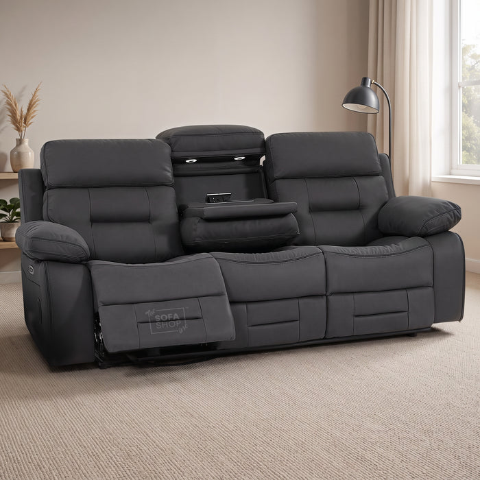 3 Seater Smart Tech Electric Recliner Cinema Sofa | Grey Fabric | Sicily