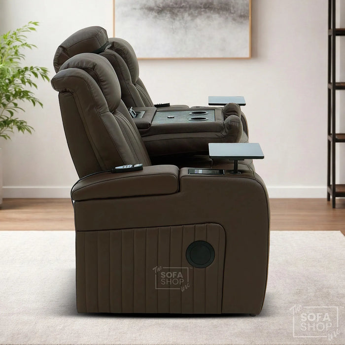 3 Seater Smart Tech Electric Recliner Cinema Sofa | Brown Real Leather | Capri