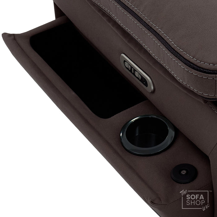 1 Seater Smart Tech Electric Recliner Cinema Chair | Dark Brown Fabric | Tuscany