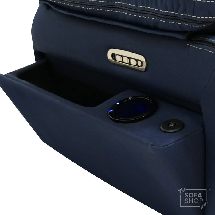 1 Seater Smart Tech Riser Recliner Cinema Chair | Blue Fabric | Tuscany