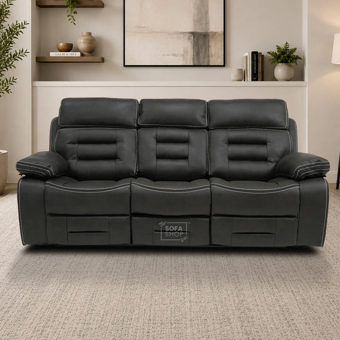 3 Seater Electric Cinema Sofa | Black Velvet Fabric | Sample | Tuscany