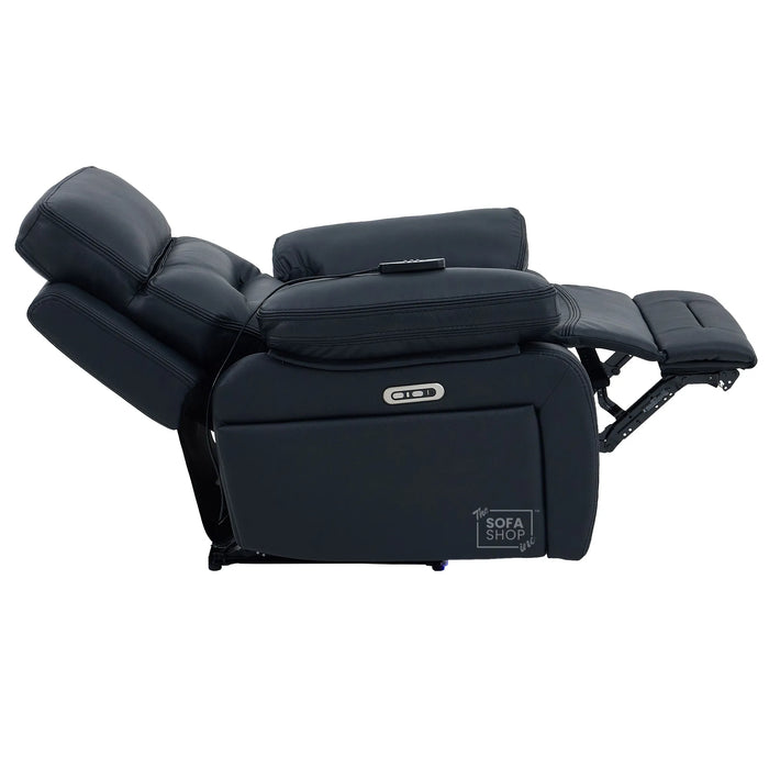 1 Seater Smart Tech Electric Recliner Cinema Chair | Black Real Leather | Sicily