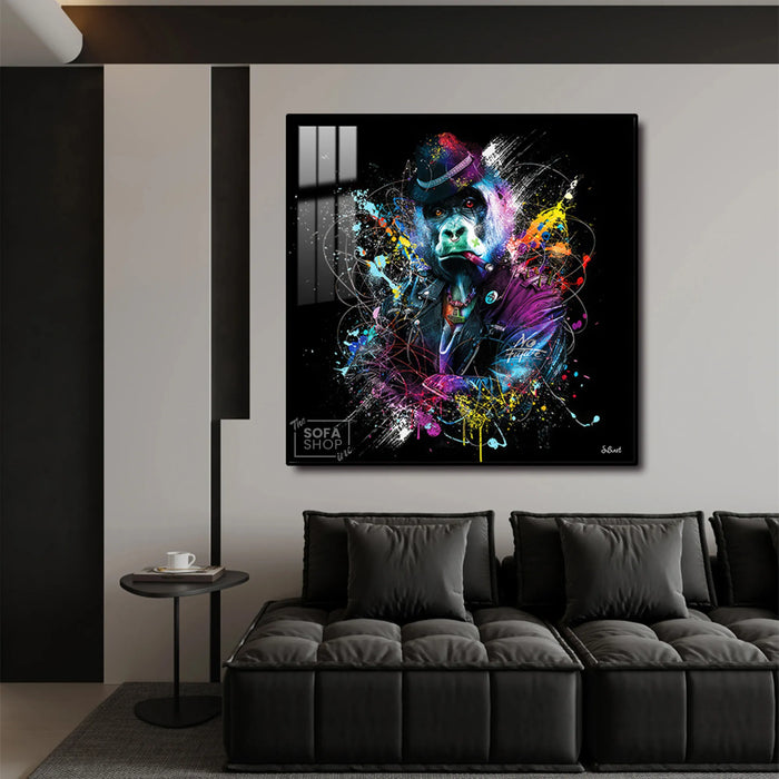 Gorilla LED Canvas | Colour Splash | 100x100cm | Gold or Black Frame