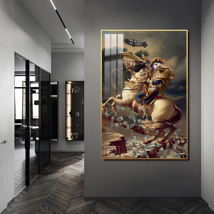 'The World Is Yours' Horse & Rider LED Canvas | 100x150cm | Gold or Black Frame