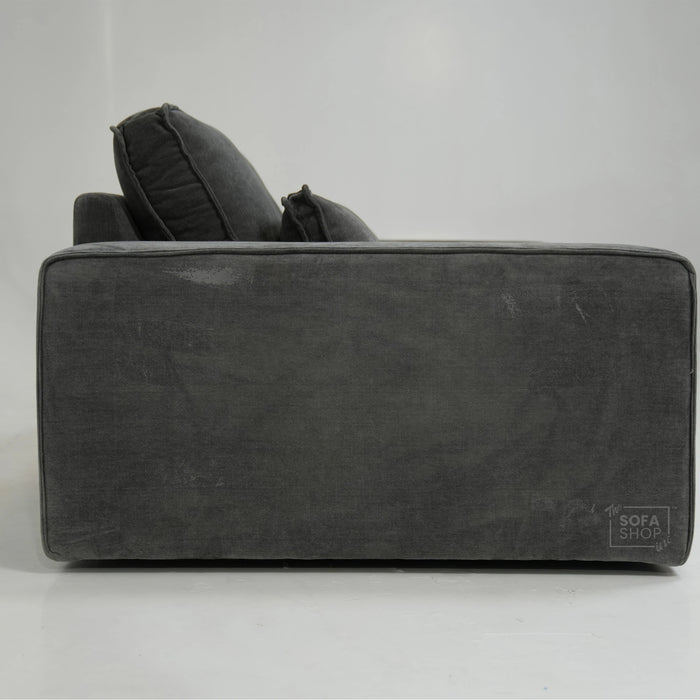 1 Seater Static Grey Fabric Sofa With Freestanding Flexibility | Tape Marks On Arms & Black Mark At Back | Vicenza | SHS 28 | The Sofa Shop