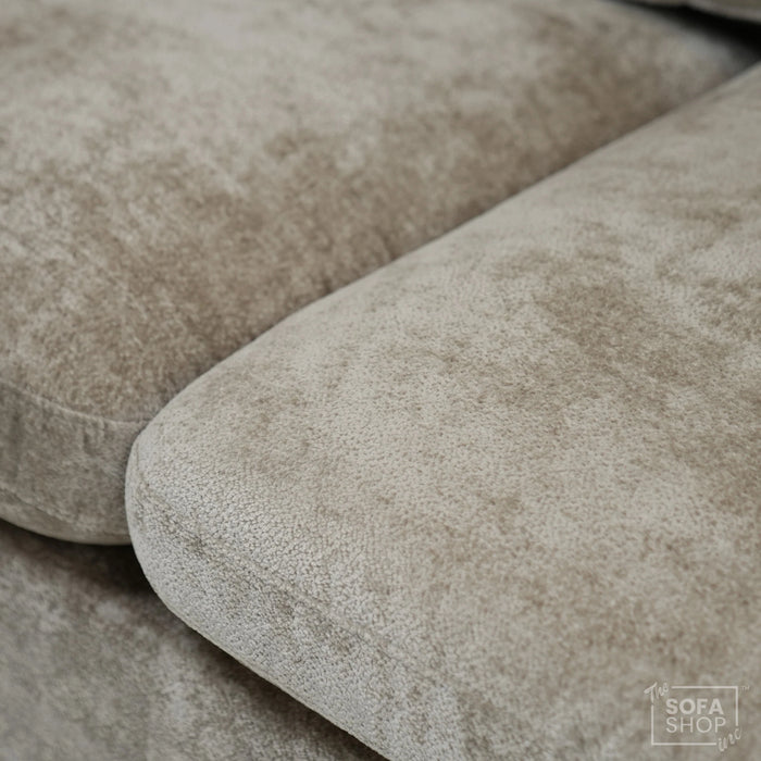 2 Seater Beige Static Sofa With Removable Cushions | Dent On LHF Arm | Genova | SHS 29 | The Sofa Shop
