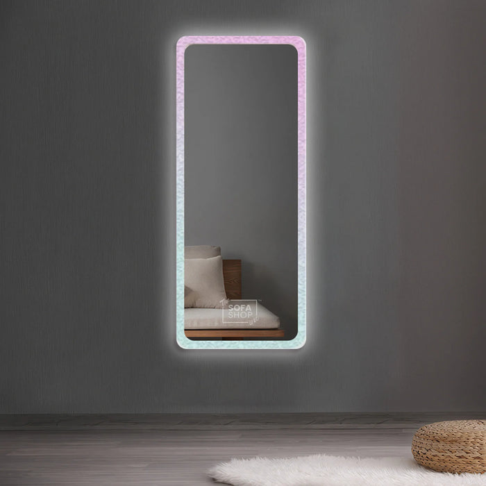 Rectangular Free Standing Mirror with LED Lights and Acrylic Frame | 60x165cm