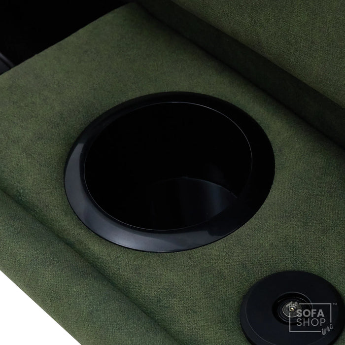 3 Seater Smart Tech Electric Recliner Cinema Sofa | Olive Green Fabric | Sicily