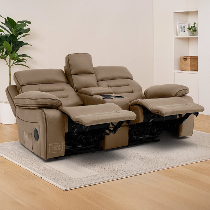 2 Seater Smart Tech Electric Recliner Cinema Sofa |Mocha Brown Fabric | Tuscany