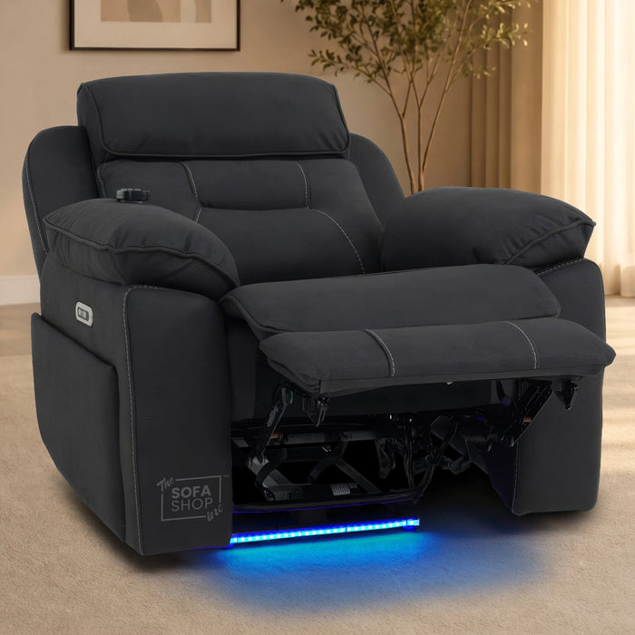 1 Seater Smart Tech Electric Recliner Cinema Chair | Charcoal Grey Fabric | Florence