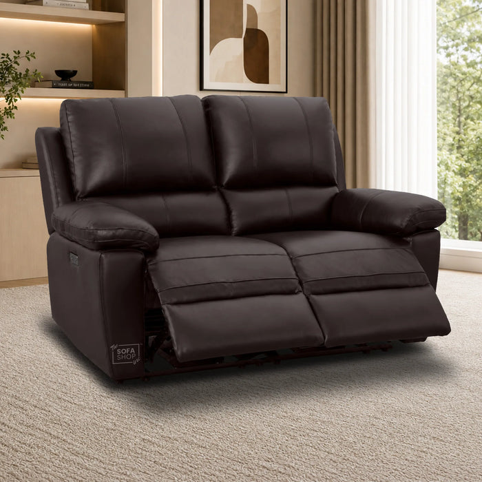 2 Seater Electric Recliner Sofa | Brown Real Leather | Trento