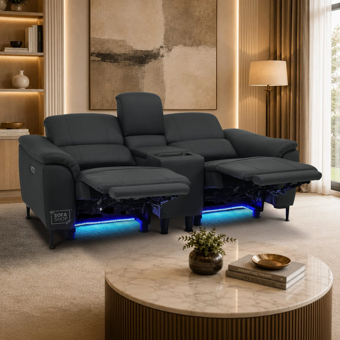 2 Seater Smart Cinema Recliner Sofa | Dark Blue Real Leather | Torino