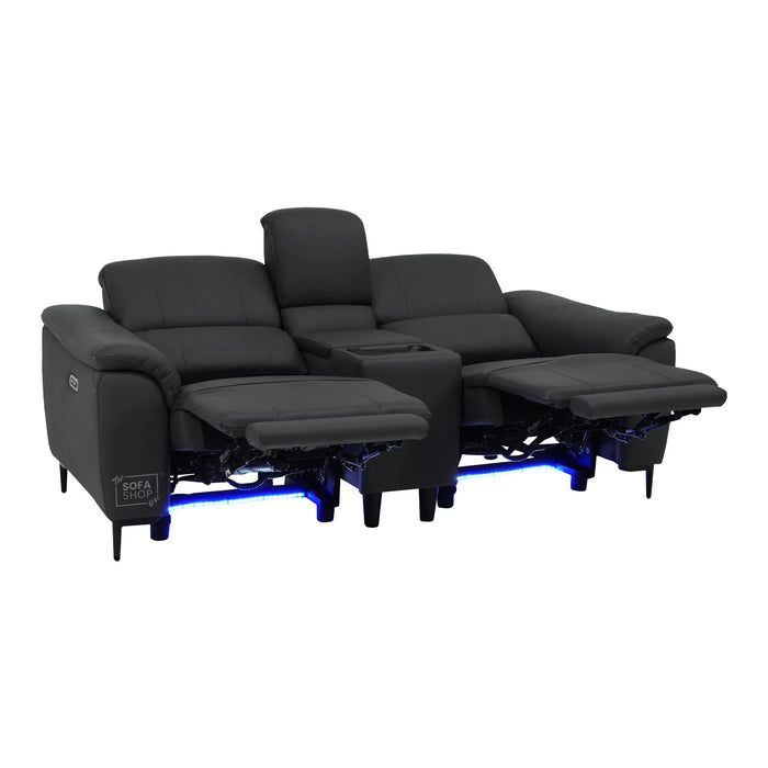 2 Seater Smart Electric Recliner Chair | Blue Real Leather | Torino