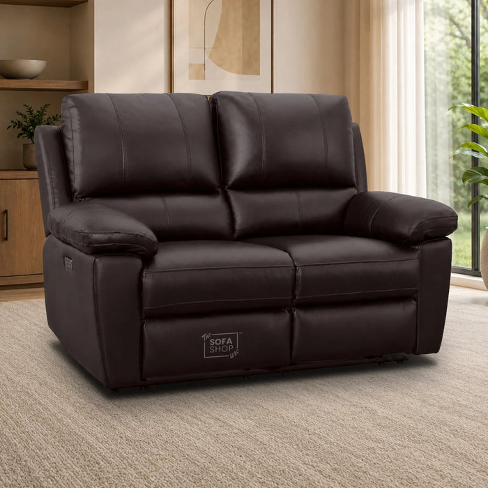 2 Seater Electric Recliner Sofa | Brown Real Leather | Trento