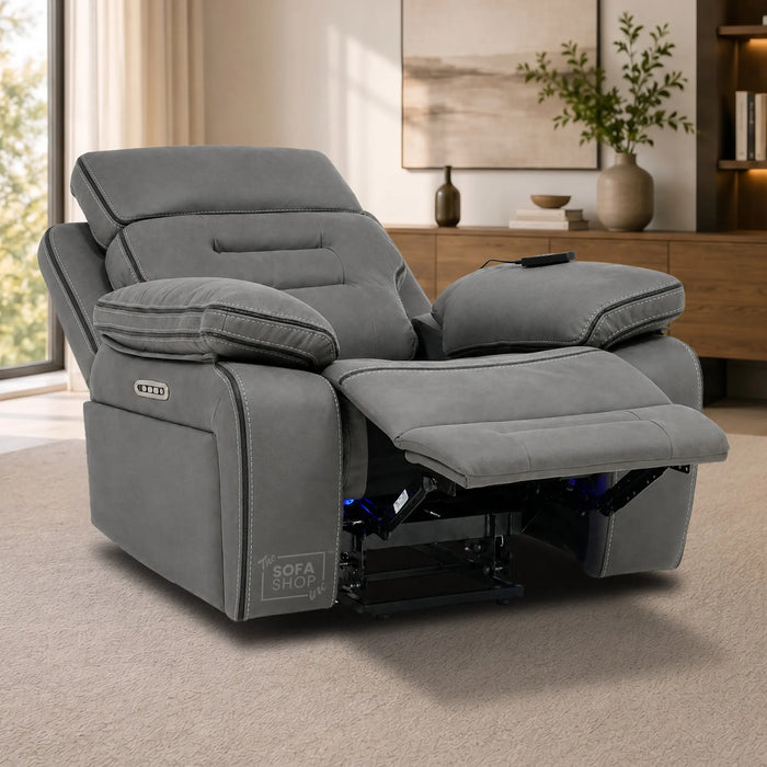1 Seater Smart Tech Riser Recliner Cinema Chair | Graphite Grey Fabric | Tuscany