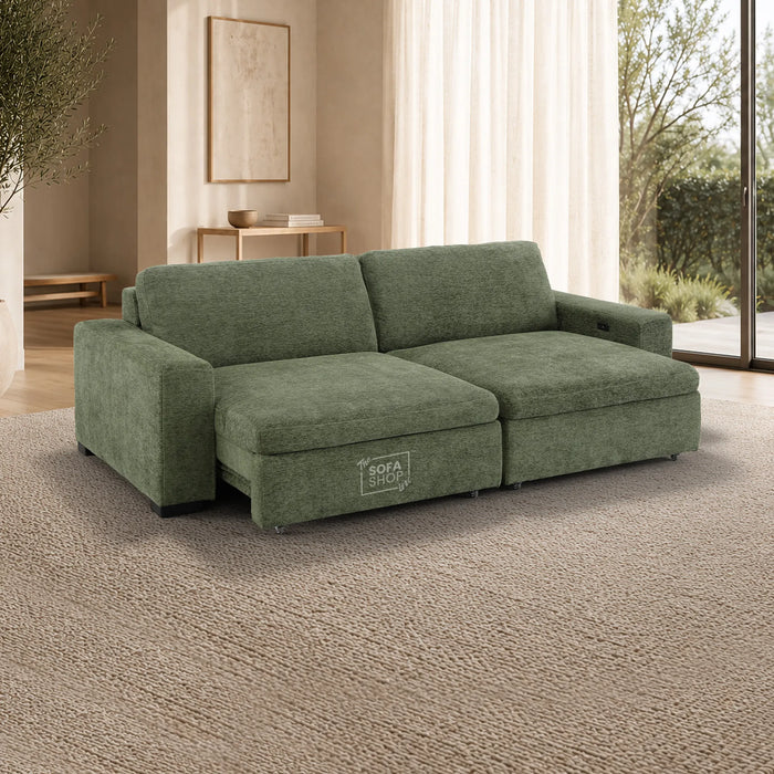 2 Wide Seat Green Electric Sliding Sofa | Palma
