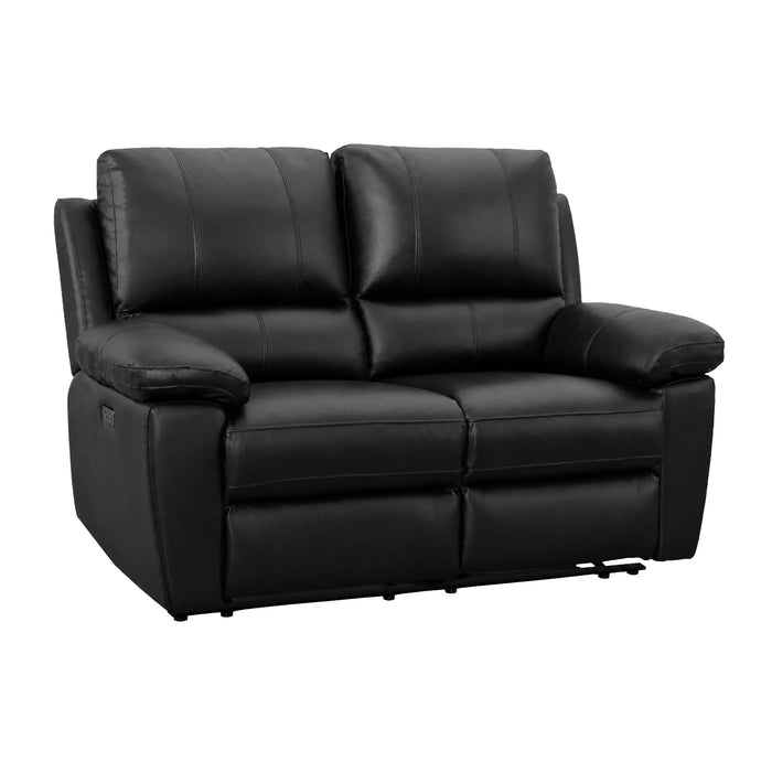 2 Seater Electric Recliner Sofa | Black Real Leather | Trento