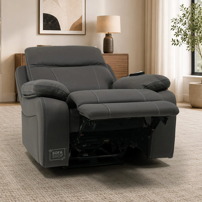 1 Seater Smart Tech Electric Recliner Cinema Chair | Grey Resilience Fabric | Sample | Vinsonova