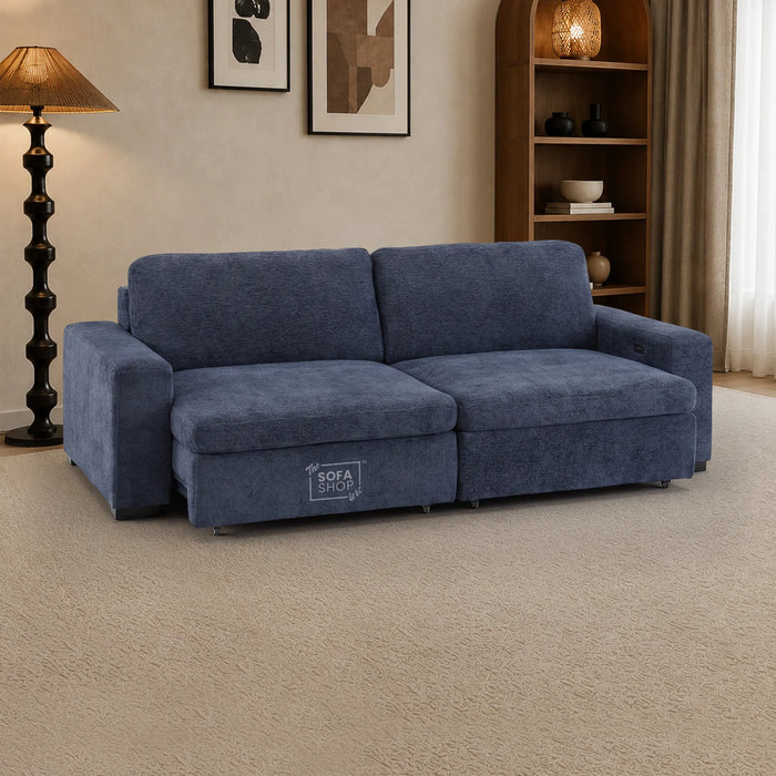 2 Wide Seat Blue Electric Sliding Sofa | Palma