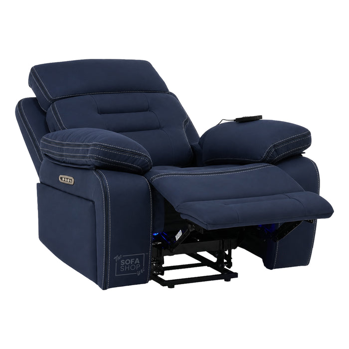 1 Seater Smart Tech Riser Recliner Cinema Chair | Blue Fabric | Tuscany