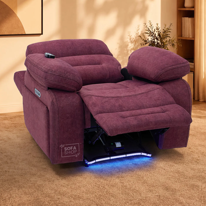 1 Seater Smart Tech Electric Recliner Cinema Chair | Purple Fabric | Sicily