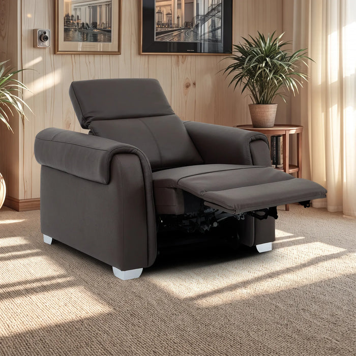 1 Seater Electric Recliner Chair | Brown Real Leather | Turin