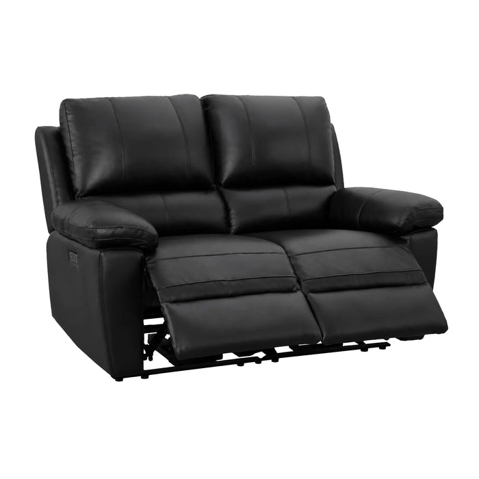 2 Seater Electric Recliner Sofa | Black Real Leather | Trento