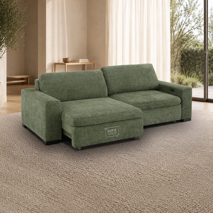 2 Wide Seat Green Electric Sliding Sofa | Palma