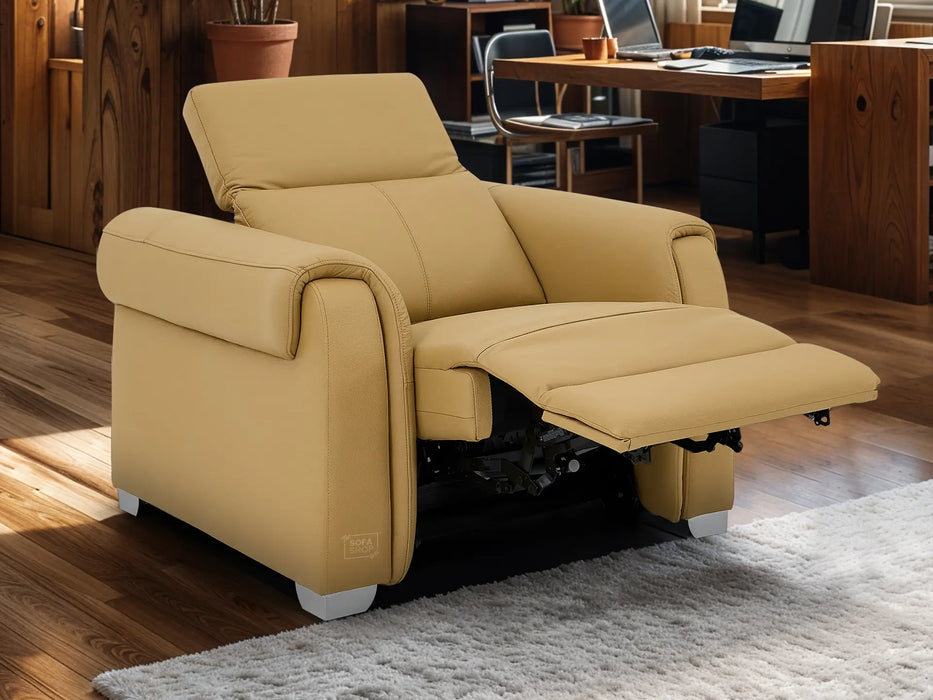 1 Seater Electric Recliner Chair | Tan Real Leather | Turin