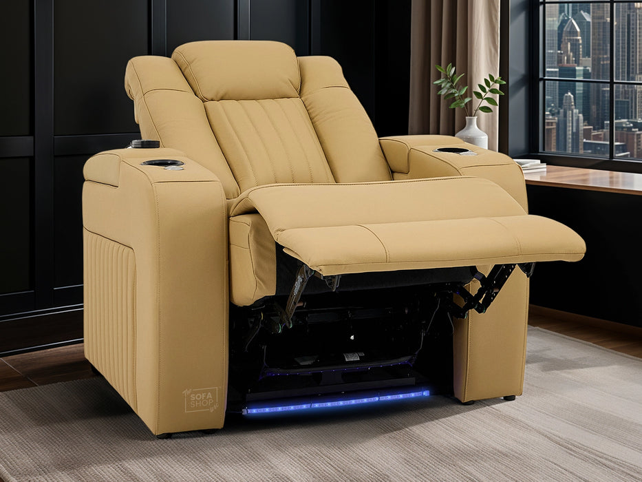1 Seater Smart Tech Electric Recliner Cinema Chair | Luxury Theatre Seating | Tan Real Leather | Capri