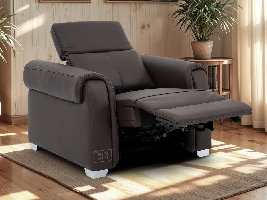 1 Seater Electric Recliner Chair | Brown Real Leather | Turin
