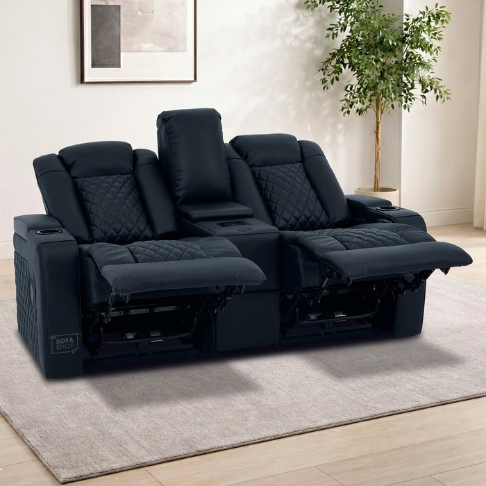 2 Seater Smart Tech Electric Recliner Cinema Sofa | Luxury Theatre Seating | Black Real Leather| Milano
