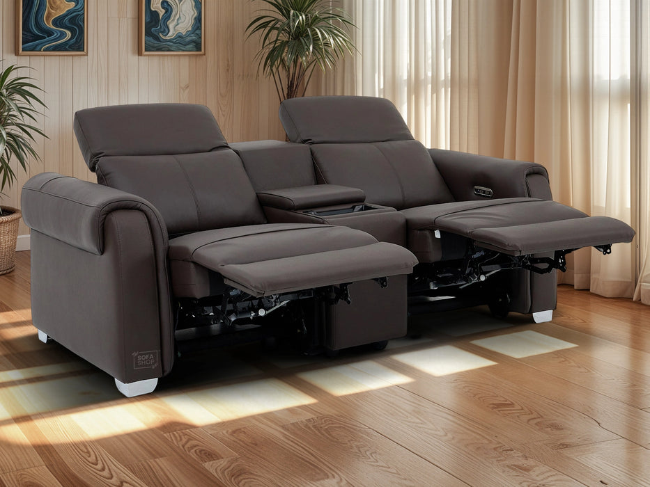 2 Seater Electric Recliner Sofa | Brown Real Leather | Turin