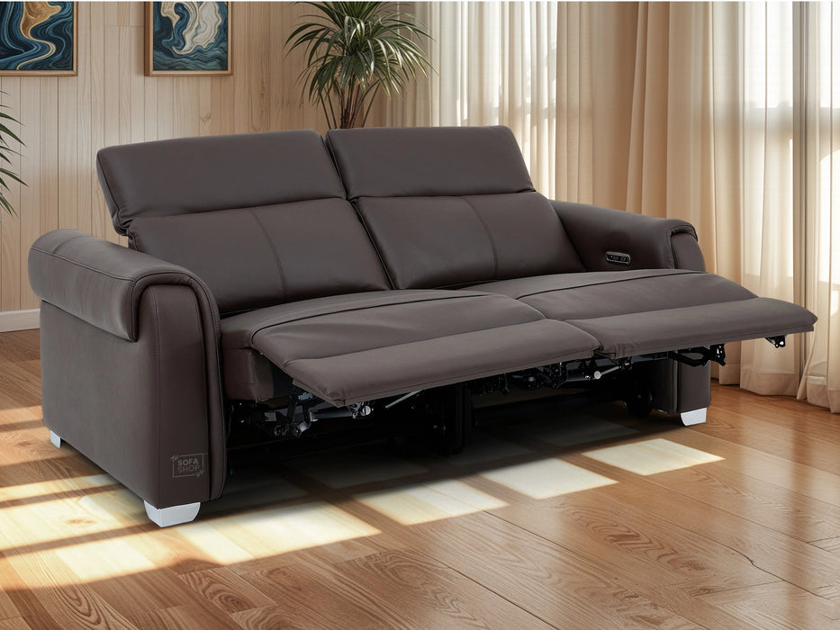 3 Seater Electric Recliner Sofa | Brown Real Leather | Turin