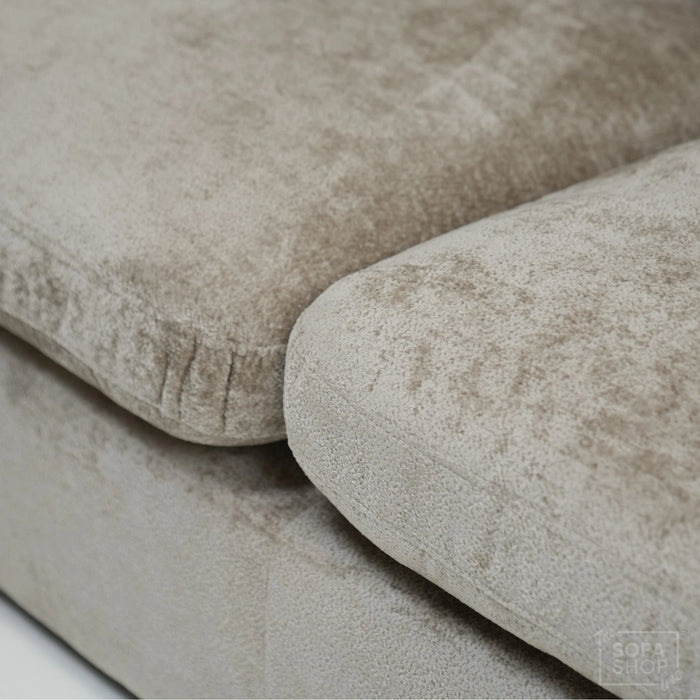 Static Beige Fabric 2 Seater Couch With Removable Cushions, Static Design | Dent On RHF Arm | Genova | SHS 26 | The Sofa Shop
