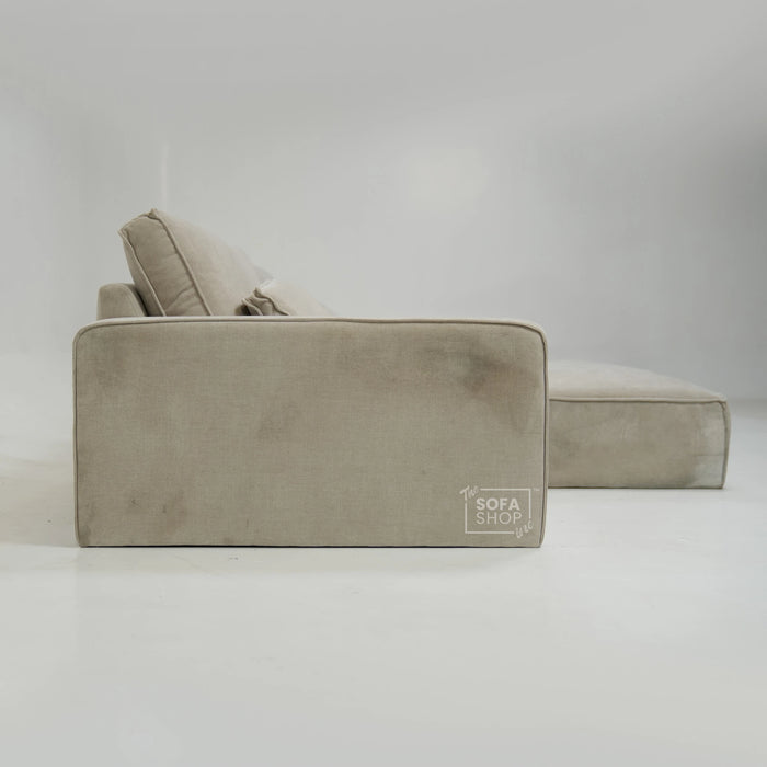 4 Seater Static Fabric Sofa & Footstool | RHF Stain, Back Damage & No Feet | Vicenza | SHS Sofa 27