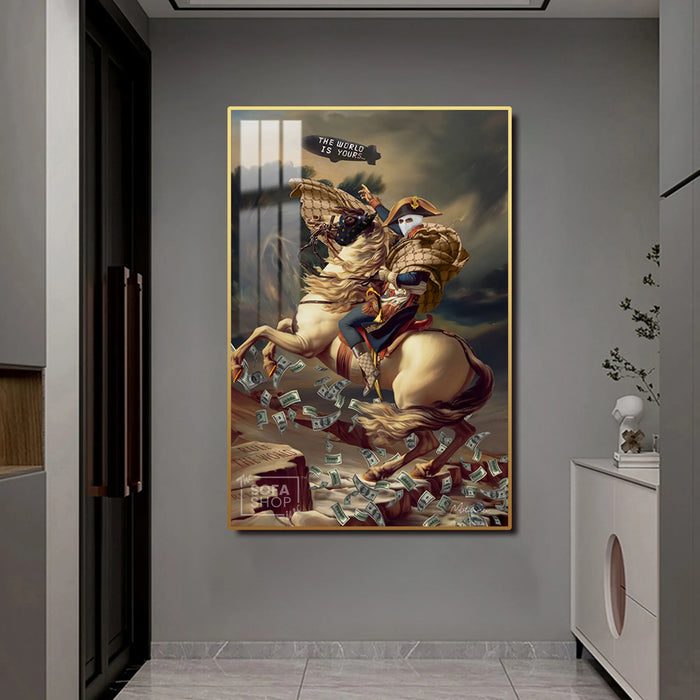 'The World Is Yours' Horse & Rider LED Canvas | 100x150cm | Gold or Black Frame