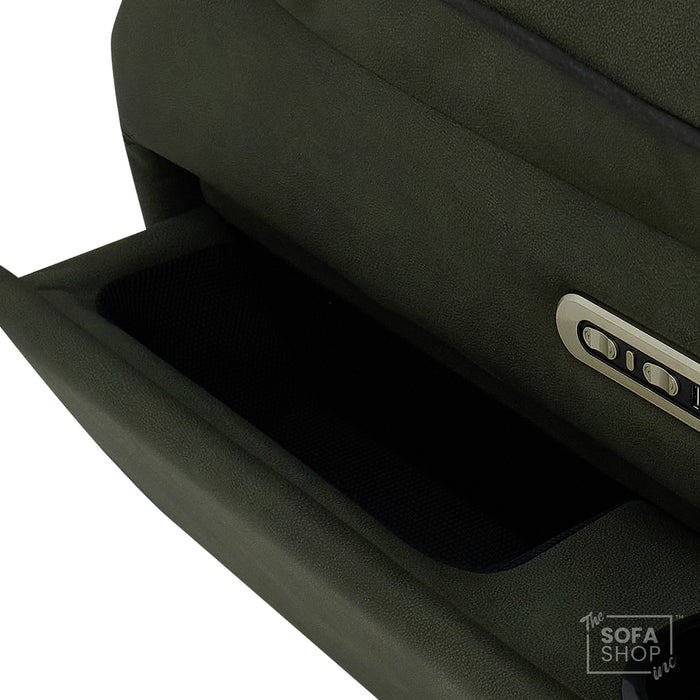 3 Seater Smart Tech Electric Recliner Cinema Sofa | Green Fabric | Florence